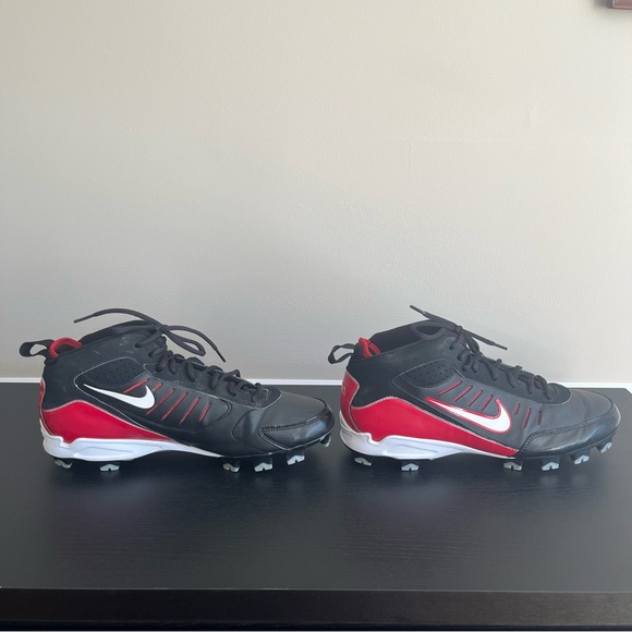 Nike Mens 11.5 Power Channel Cleats Football Black Red White 2008 - Picture 9 of 14